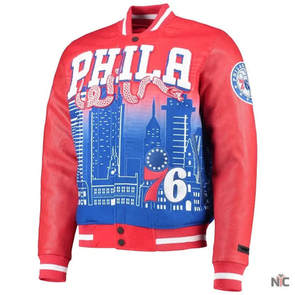 Philadelphia 76ers Red Finals Champions Varsity Full-zip Jacket Clanton Jacket