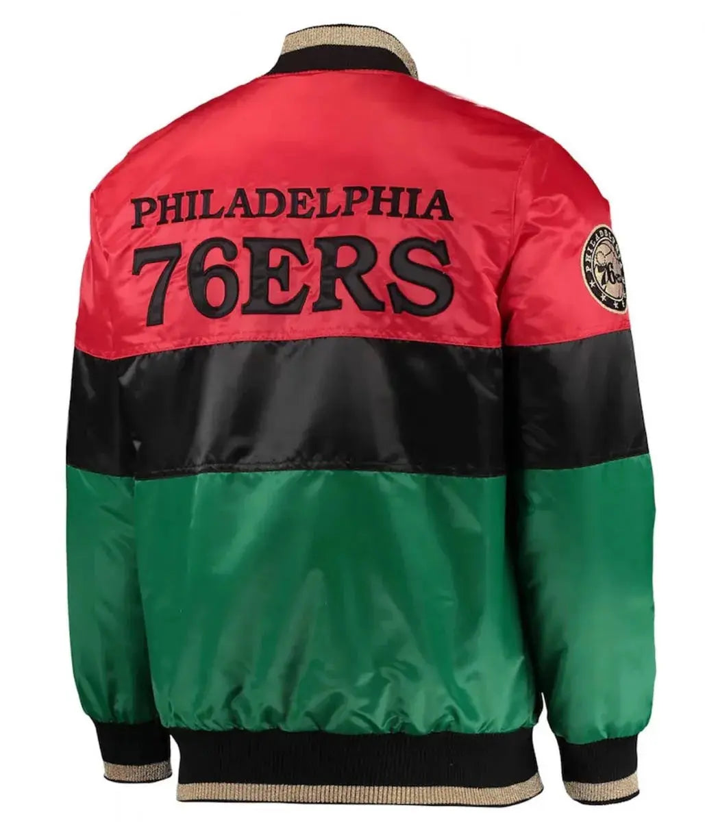 Philadelphia 76ers Satin Full-Zip Jacket Clanton Jacket