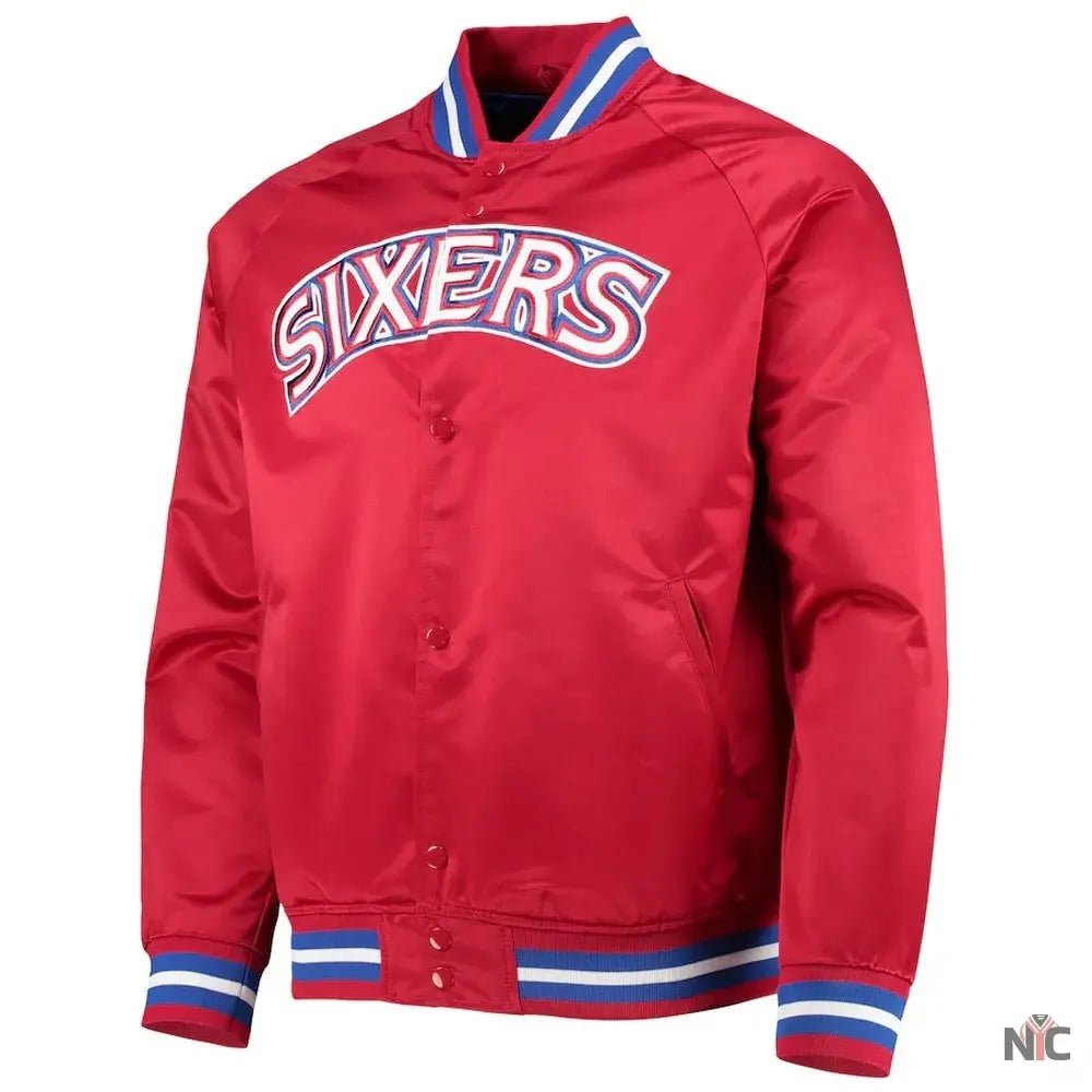 Philadelphia 76ers Sixers Satin Full-Snap Jacket Clanton Jacket