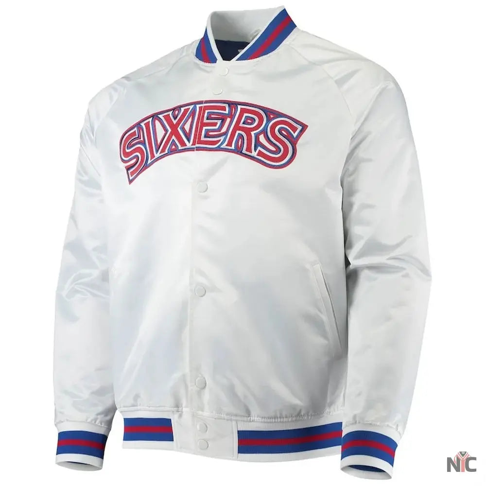 Philadelphia 76ers Sixers Satin Full-Snap Jacket Clanton Jacket