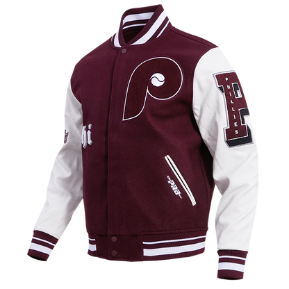 Philadelphia Phillies Old English Wool Varsity Jacket - side view