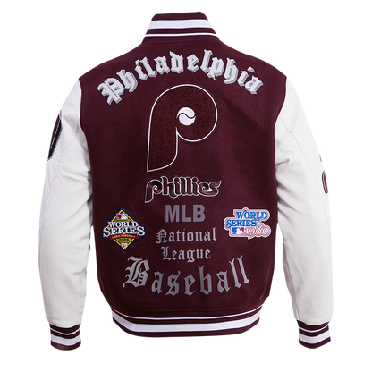 Philadelphia Phillies Old English Wool Varsity Jacket - back view
