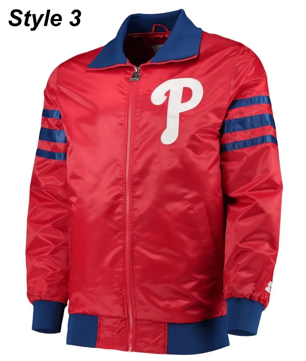 Philadelphia Phillies Bomber Satin Jacket - side view