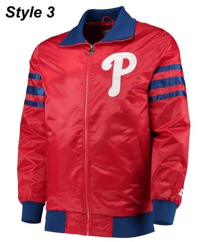 Philadelphia Phillies Bomber Satin Jacket - side view