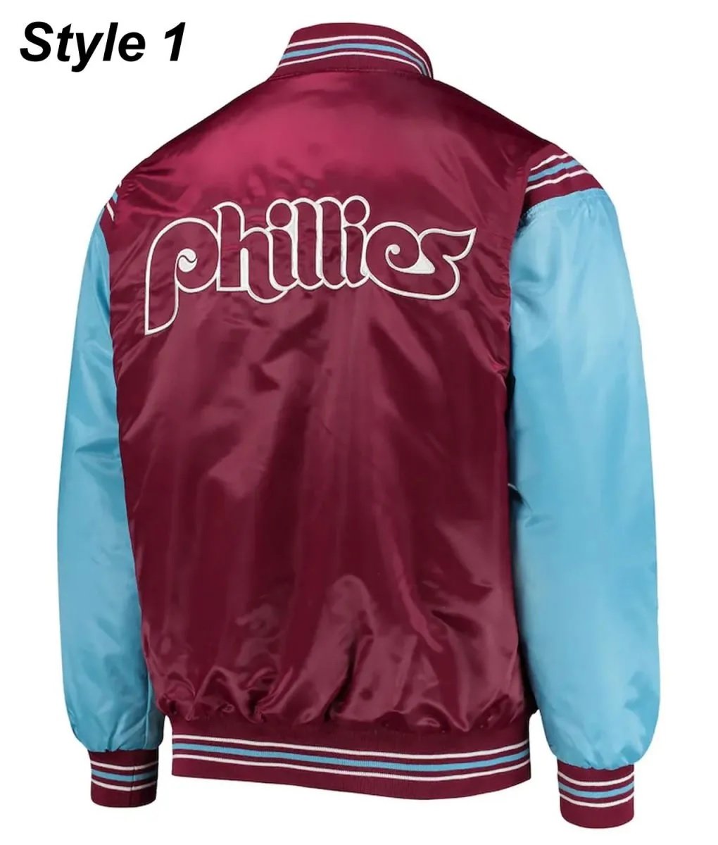 Philadelphia Phillies Bomber Satin Jacket - detail view