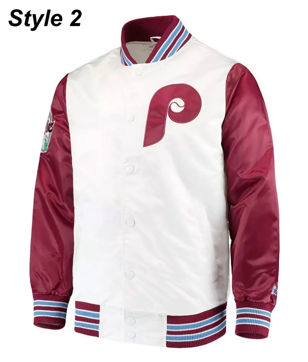 Philadelphia Phillies Bomber Satin Jacket - back view