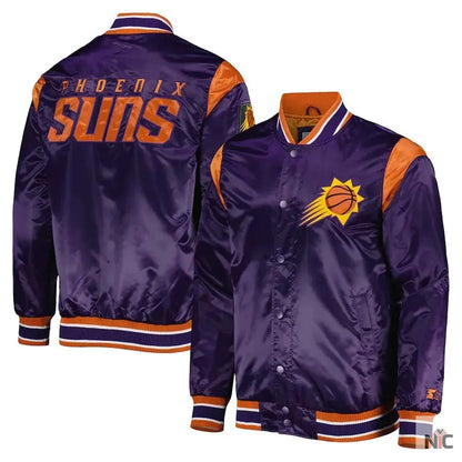 Phoenix Suns Force Play Purple Varsity Satin Jacket Clanton Jacket