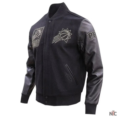 Phoenix Suns Gold Stitch Black Varsity Jacket Clanton Jacket
