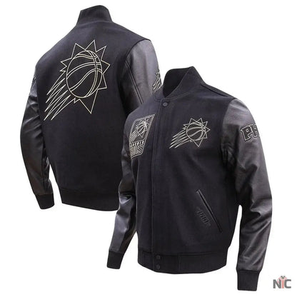 Phoenix Suns Gold Stitch Black Varsity Jacket Clanton Jacket