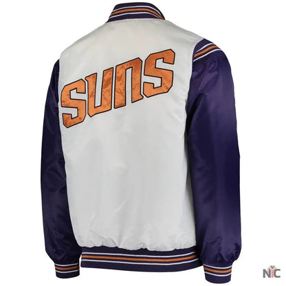 Phoenix Suns White and Purple Renegade Satin Jacket Clanton Jacket