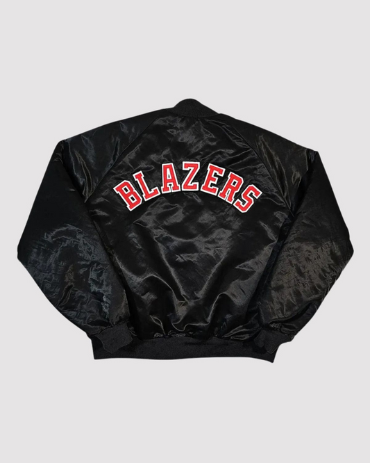 80s Portland Trail Blazers Bomber Satin Jacket - back view