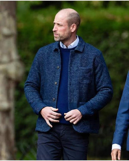 Prince William Cricket on the Mall Blue Wool Blend Jacket - front view