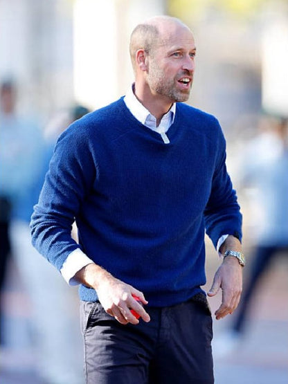 Prince William Blue Crew Neck Sweater - front view