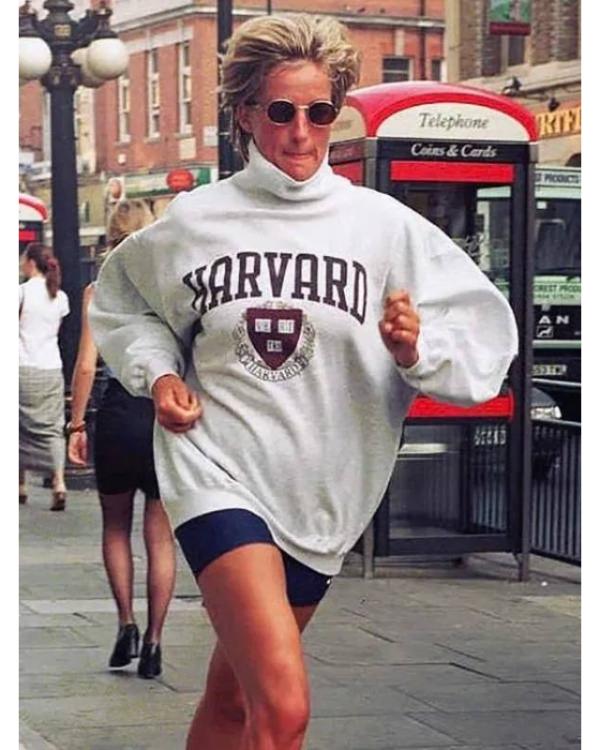 Princess Diana Grey Harvard Mock Neck Sweatshirt - front view