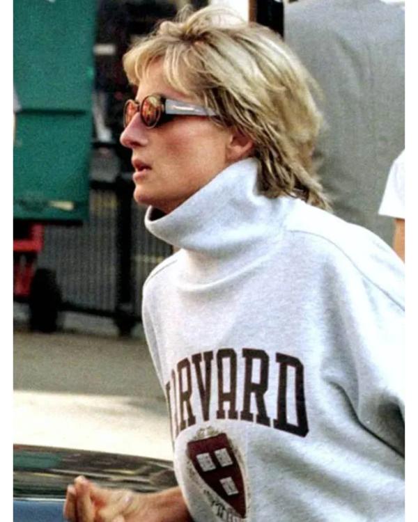 Princess Diana Grey Harvard Mock Neck Sweatshirt - side view