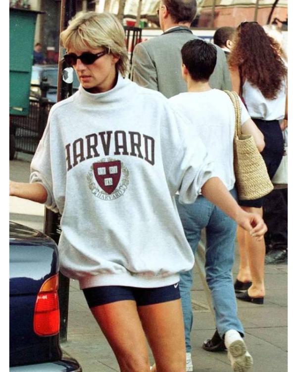 Princess Diana Grey Harvard Mock Neck Sweatshirt - back view