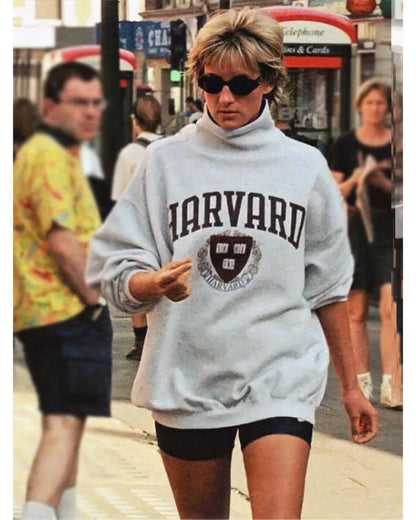 Princess Diana Grey Harvard Mock Neck Sweatshirt