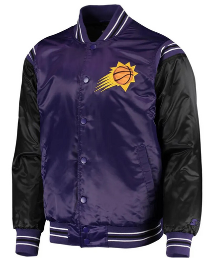 Purple Black Phoenix Suns the Enforcer Varsity Satin Jacket