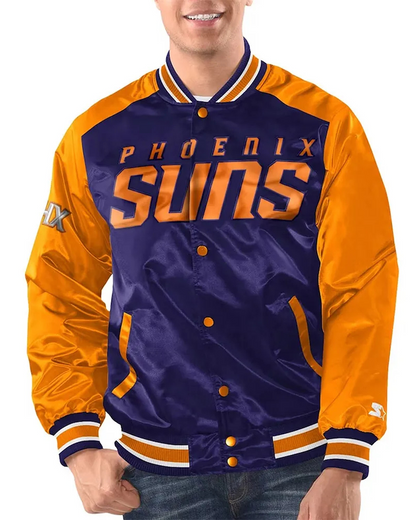 Purple Orange Phoenix Suns Renegade Varsity Satin Jacket