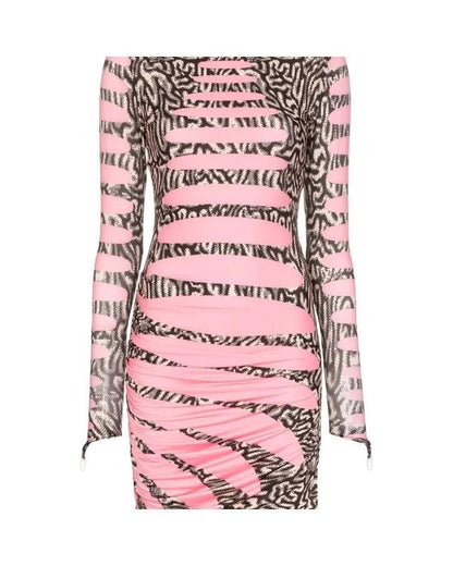 Real Housewives of NYC Carole Radziwill Pink Ruched Print Dress - view 5