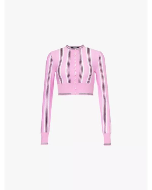Reasonable Doubt S04 Pink Striped Cropped Cardigan - view 2