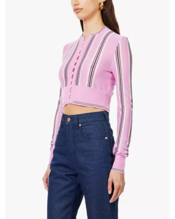 Reasonable Doubt S04 Pink Striped Cropped Cardigan - view 3