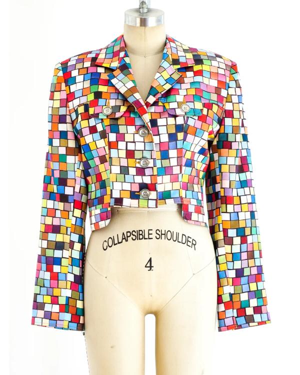Kim Fields Living Single Season 3 Multicolor Mosaic Cropped Jacket - front view