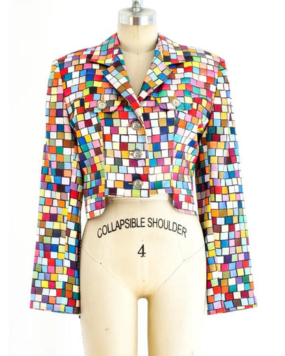 Kim Fields Living Single Season 3 Multicolor Mosaic Cropped Jacket - front view