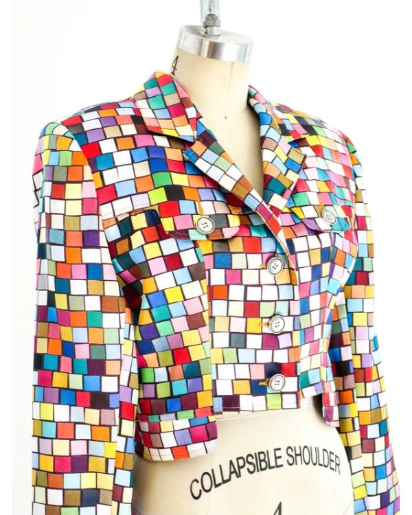 Kim Fields Living Single Season 3 Multicolor Mosaic Cropped Jacket - side view