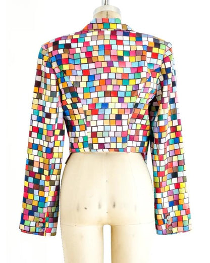 Kim Fields Living Single Season 3 Multicolor Mosaic Cropped Jacket - back view