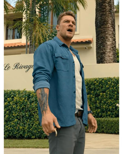 Runner 2026 Alan Ritchson Blue Jacket