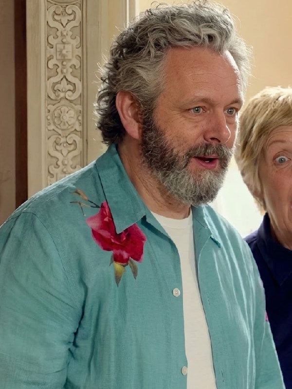 The Celebrity Traitors S2 Michael Sheen Blue Floral Shirt