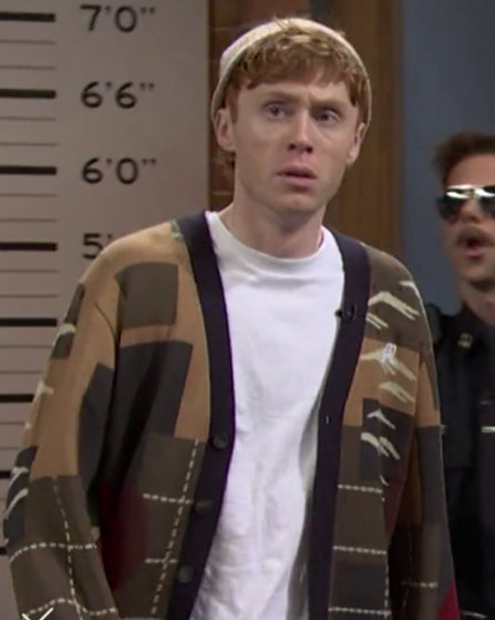 Ben Marshall SNL Season 52 Multicolor Printed Knit Cardigan