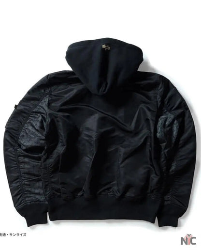 STRICT-G x ALPHA Mobile Suit Gundam SEED FREEDOM Black MA-1 Jacket Clanton Jacket