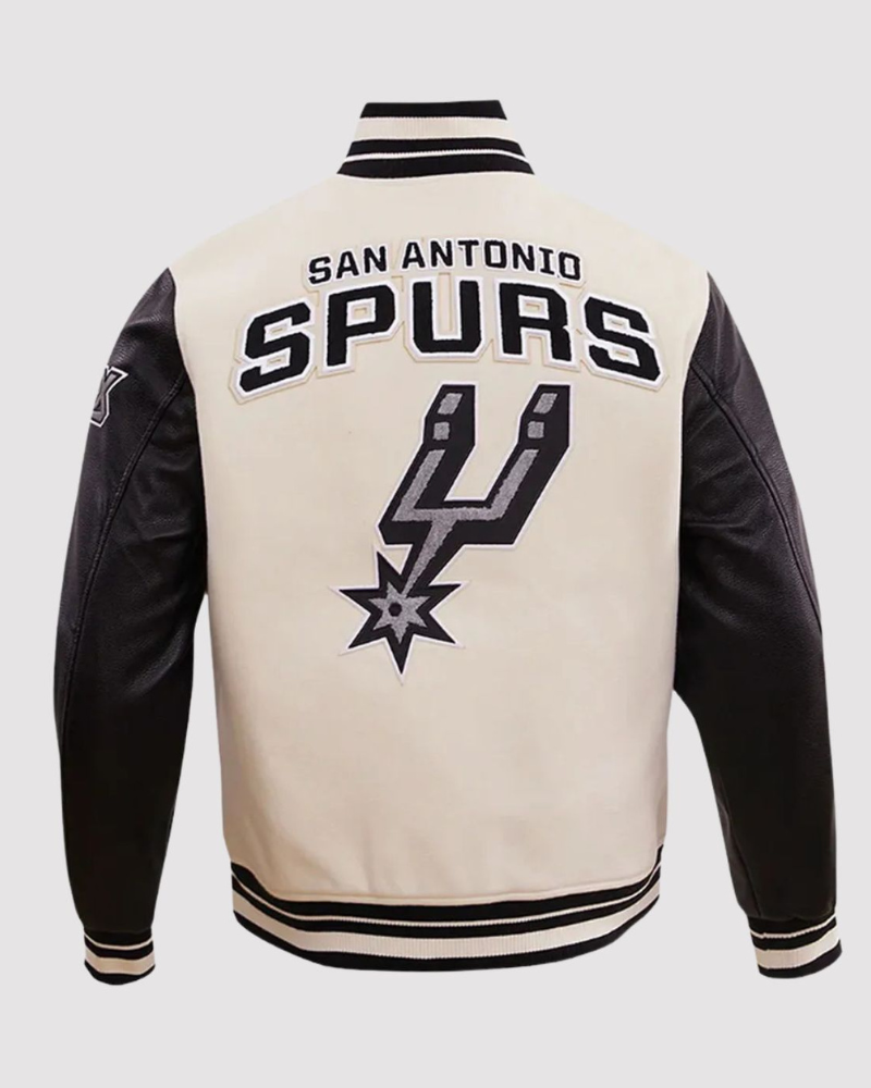 San Antonio Spurs Retro Classic Rib Wool Varsity Jacket - back view