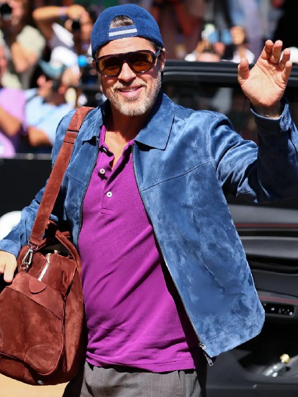 San Sebastian Film Festival Brad Pitt Blue Suede Jacket