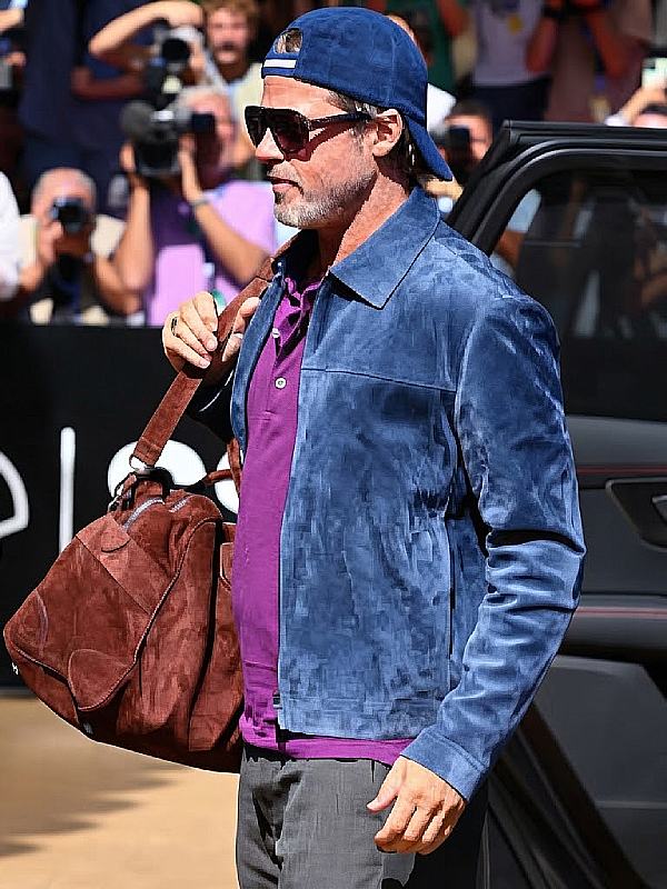 San Sebastian Film Festival Brad Pitt Blue Suede Jacket