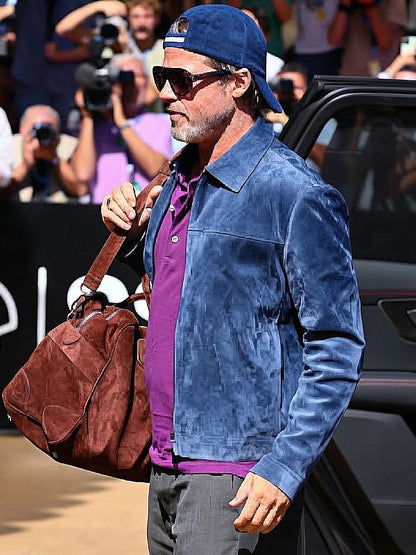 San Sebastian Film Festival Brad Pitt Blue Suede Jacket