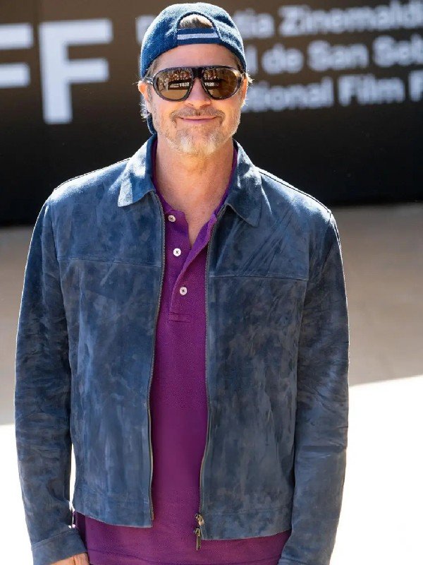 San Sebastian Film Festival Brad Pitt Blue Suede Jacket