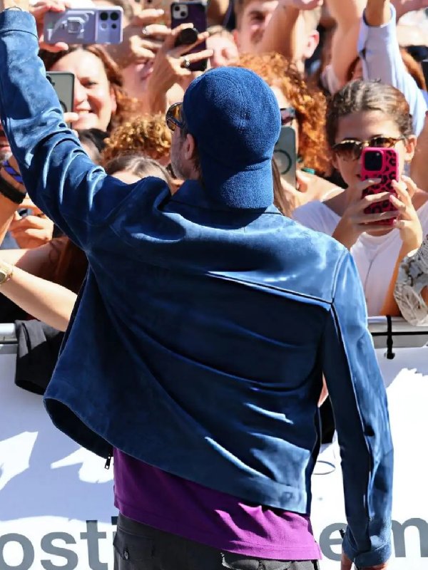 San Sebastian Film Festival Brad Pitt Blue Suede Jacket