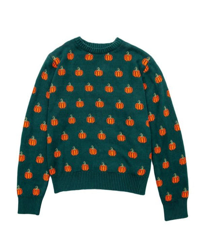 Ashley Padilla SNL Season 52 Green Pumpkin Knit Sweater - front view