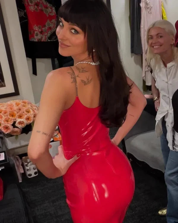 Dakota Johnson Saturday Night Live S52 Red Dress - view 2