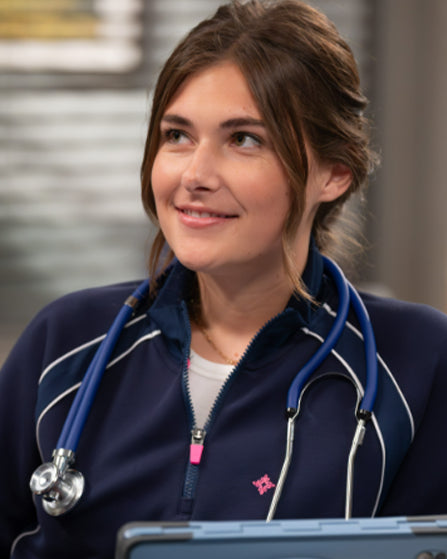 Ava Bunn Scrubs Season 11 Navy Half-Zip Track Jacket