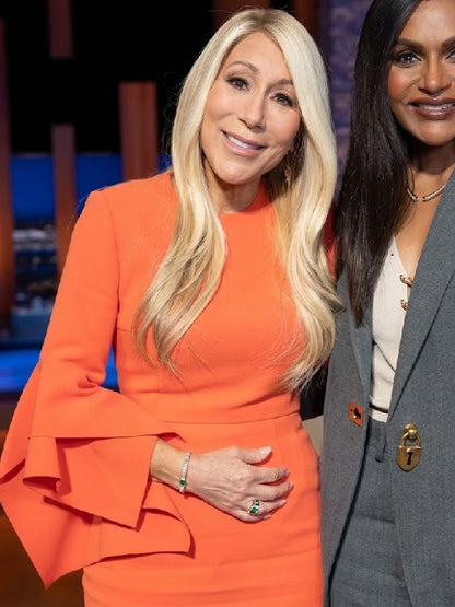 Lori Greiner Shark Tank Season 18 Orange Ruffled Cuff Dress