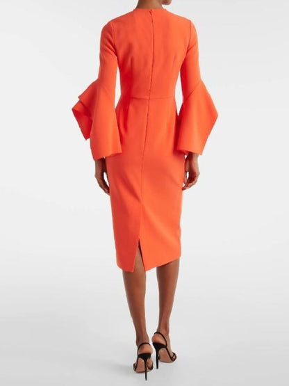 Lori Greiner Shark Tank Season 18 Orange Ruffled Cuff Dress - side view