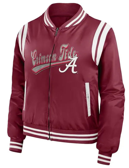 Alabama Crimson Full-Zip Bomber Jacket