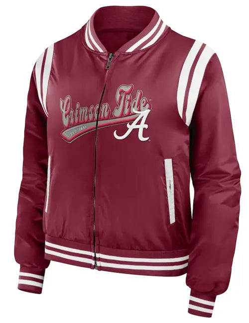 Alabama Crimson Full-Zip Bomber Jacket