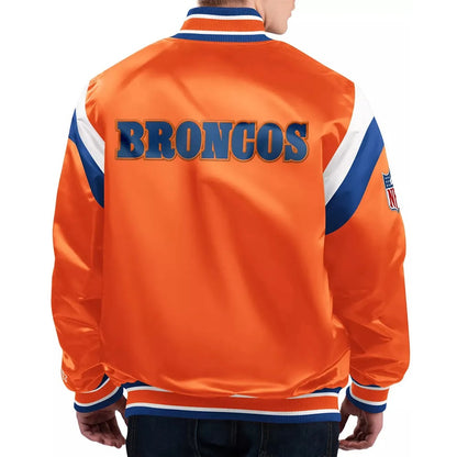 Shutout Throwback Denver Broncos Orange Satin Jacket - back view