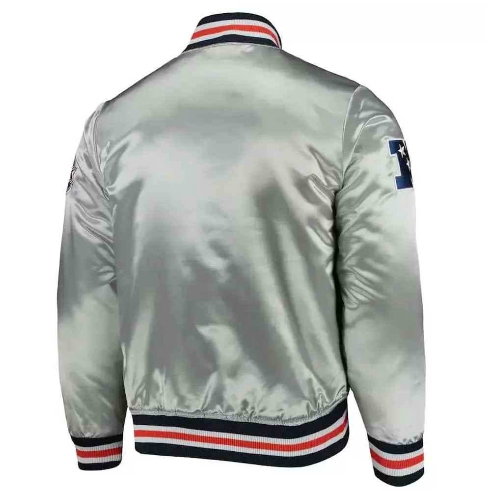 Silver Chicago Bears Satin Jacket - back view