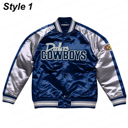 Dallas Cowboys Silver Satin Jacket - back view
